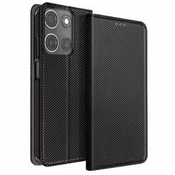 Étui pour Smartphone - Motorola - Moto G15 - Simili cuir - Noir - Clapet avec rangement carte