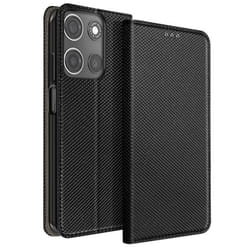 Étui pour Smartphone - Motorola - Moto G15 - Simili cuir - Noir - Clapet avec rangement carte
