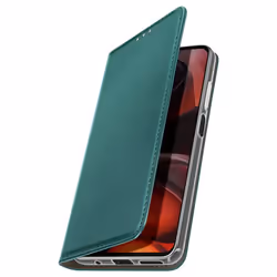 Étui Portefeuille - Motorola - Moto G15 / G15 Power - Cuir Vegan - Vert - Support Vidéo