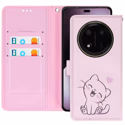Étui Cute Cat pour Honor Magic 7 Lite Motif Chat Clapet Portefeuille Rose