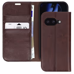 Housse Cuir pour Google Pixel 9a Portefeuille et Support Vidéo Marron Foncé