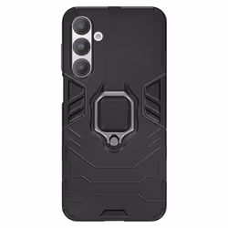 Coque pour Samsung Galaxy A16 - Noir - Anneau rotatif 360° - Antichoc - Bi-matière - Souple