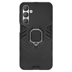 Coque pour Samsung Galaxy A16 - Noir - Anneau rotatif 360° - Antichoc - Bi-matière - Souple