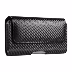 Étui Ceinture Carbone pour Téléphone 6.1 pouces avec Clip de Fixation Noir