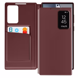 Étui Fenêtre - Samsung - Galaxy S24 Ultra - Cuir Bordeaux - Porte-Carte - Fermeture Magnétique