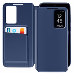 Étui Fenêtre - Samsung - Galaxy S23 - Cuir Bleu Nuit - Porte-Cartes - Fermeture Magnétique
