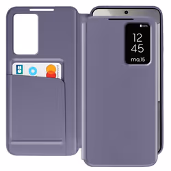 Étui Cuir pour Galaxy S25 et S24 Fenêtre daffichage Porte-Carte Lavande