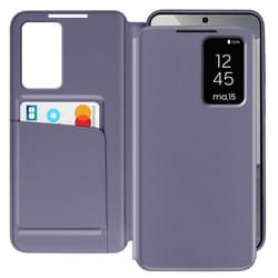 Étui Cuir pour Galaxy S25 et S24 Fenêtre daffichage Porte-Carte Lavande