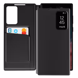 Étui - Samsung - Galaxy S22 Ultra - Cuir Noir - Fenêtre daffichage - Porte-carte intégré