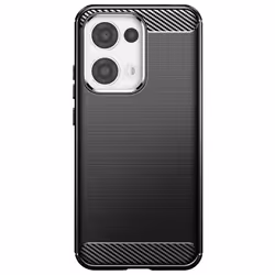 Coque - Oppo - Reno 13 - Silicone - Design Carbone - Effet Brossé Noir