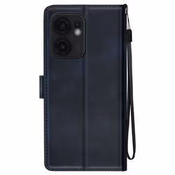 Étui pour smartphone - Oppo - Reno 13 F/FS - Simili cuir - Support vidéo - Bleu nuit