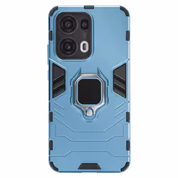 Coque pour Oppo Reno 13 Pro - Bleu - Anneau Rotatif 360° - Antichoc - Bi-matière - Magnétique