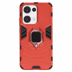 Coque pour Oppo Reno 13 Anneau Support Antichoc Rouge