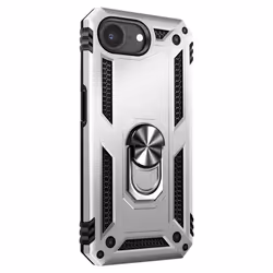 Coque pour iPhone 16e Hybride Bague Support Magnétique Argent