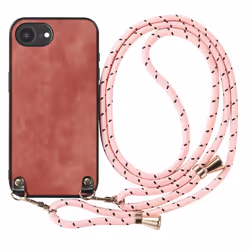 Coque Cordon - iPhone 16e - Rose - Cordon Détachable - Bandoulière Ajustable - Protection Écran