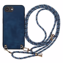 Coque Cordon - iPhone 16e - Bleu Nuit - Cordon Détachable - Protection Écran - Bandoulière Ajustable