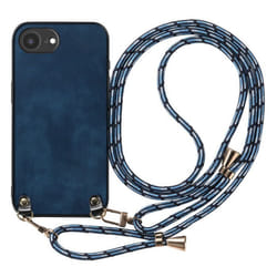 Coque Cordon - iPhone 16e - Bleu Nuit - Cordon Détachable - Protection Écran - Bandoulière Ajustable