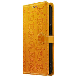 Housse pour iPhone 16e - Design Chat et Chien - Simili cuir Jaune - Fermeture magnétique - Support vidéo