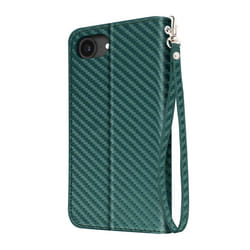 Étui Carbone - iPhone 16e - Simili cuir vert foncé - Support vidéo - Dragonne incluse