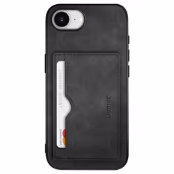 Coque Antichoc - iPhone - 16e - Simili Cuir Noir - Emplacement Carte - Ultra Légère