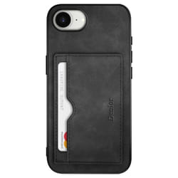Coque Antichoc - iPhone - 16e - Simili Cuir Noir - Emplacement Carte - Ultra Légère