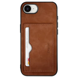 Coque Antichoc - MARQUE - iPhone 16e - Simili Cuir Marron - Protection 4 Coins - Emplacement Carte