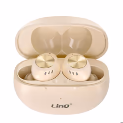 Écouteurs Sans fil - LinQ - Beige - Bluetooth 5.0 - Microphone Intégré - 4h Autonomie