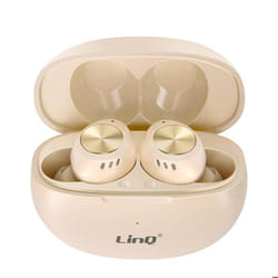 Écouteurs Sans fil - LinQ - Beige - Bluetooth 5.0 - Microphone Intégré - 4h Autonomie