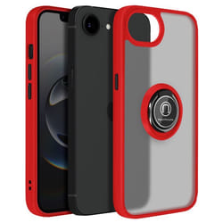 Coque Antichoc - iPhone 16e - Rouge - Bague Magnétique - Polycarbonate - Silicone Gel
