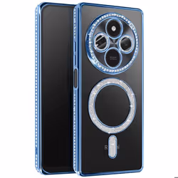 Coque - Xiaomi - Redmi 14C - Strass Bleu - Résistante - Compatible MagSafe