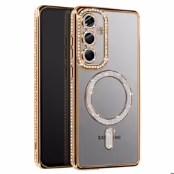 Coque - Samsung - Galaxy S25 Plus - Strass Dorée - Résistante - Compatible MagSafe