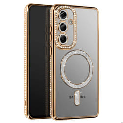 Coque - Samsung - Galaxy S25 Plus - Strass Dorée - Résistante - Compatible MagSafe