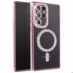 Coque - Samsung - Galaxy S25 Ultra - Rose - Strass - MagSafe - Résistante