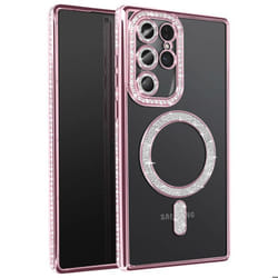Coque - Samsung - Galaxy S25 Ultra - Rose - Strass - MagSafe - Résistante