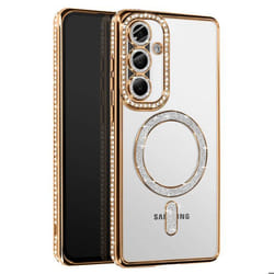 Coque - Samsung - Galaxy A56 - Strass Dorée - Résistante - Compatible MagSafe