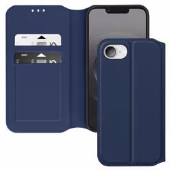 Étui pour iPhone 16e - Classic Edition - Bleu - Clapet Magnétique - Support Vidéo - Compartiments Cartes