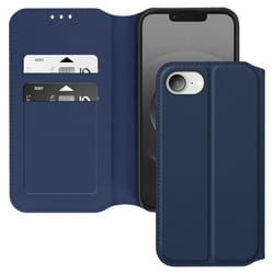 Étui pour iPhone 16e - Classic Edition - Bleu - Clapet Magnétique - Support Vidéo - Compartiments Cartes