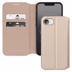Étui pour iPhone 16e - Classic Edition - Or - Clapet Magnétique - Support Vidéo - Compartiments Cartes