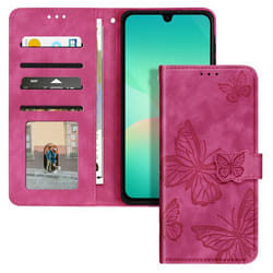 Étui Papillon pour Samsung Galaxy A26 Portefeuille et Support Vidéo Fuchsia