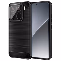 Coque - Xiaomi - 15 Pro - Silicone - Design Carbone - Effet Brossé Noir