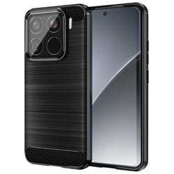 Coque - Xiaomi - 15 Pro - Silicone - Design Carbone - Effet Brossé Noir