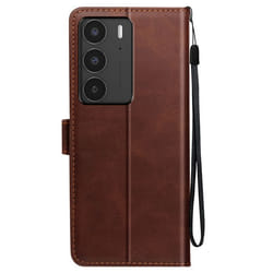 Étui pour smartphone - Realme - C75 et 14x - Marron - Simili cuir - Support vidéo