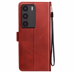 Étui pour smartphone - Realme - C75 et 14x - Rouge - Simili cuir - Support vidéo