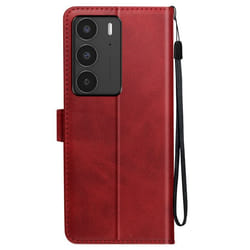 Étui pour smartphone - Realme - C75 et 14x - Rouge - Simili cuir - Support vidéo