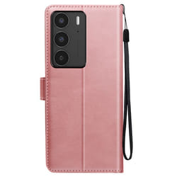 Étui pour smartphone - Realme - C75 et 14x - Simili cuir rose - Support vidéo - Dragonne intégrée