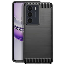 Coque - Realme - 14x et C75 - Silicone - Design Carbone Brossé - Noir