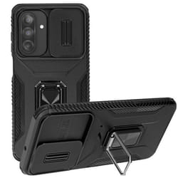 Coque Anneau - Samsung - Galaxy A26 - Noir - Antichocs - Cache caméra coulissant
