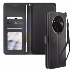 Étui Clapet - Realme - 14 Pro Plus - Noir - Simili cuir - Support vidéo