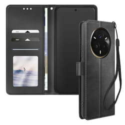 Étui Clapet - Realme - 14 Pro Plus - Noir - Simili cuir - Support vidéo