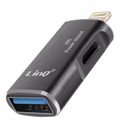 Adaptateur OTG USB et USB C vers Apple Lightning LinQ Noir